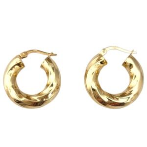 14K Yellow Gold Twisted Hoop Earrings #21703